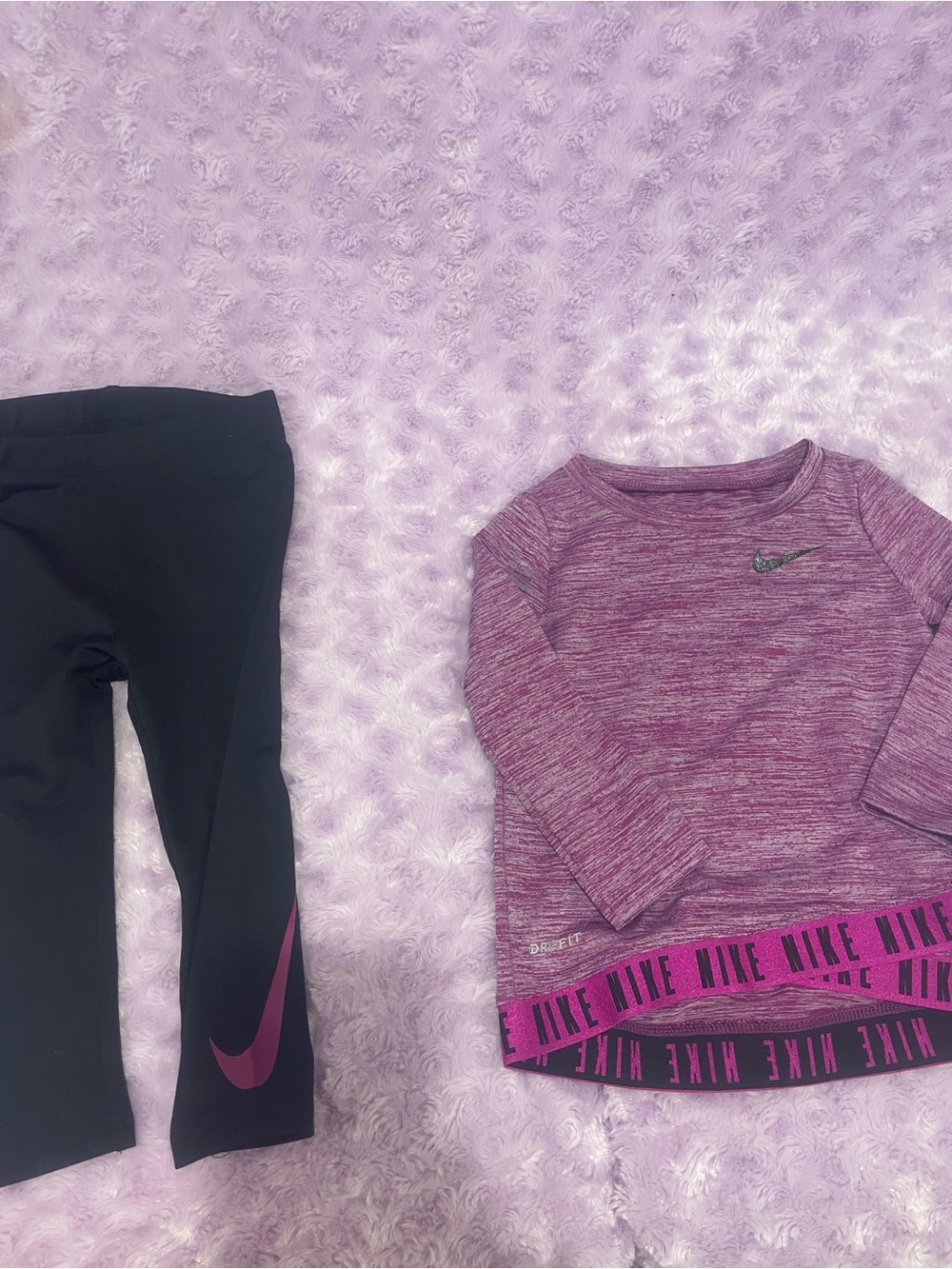 18 MONTH BUDDLE!Nike Kids Purple Heather Top with Rust & Black Leggings Set - Picture 2 of 8